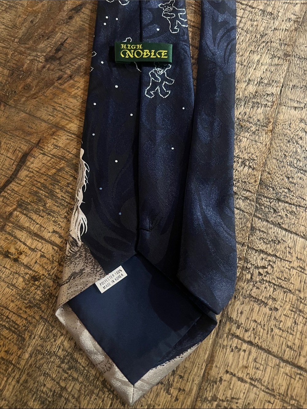 Jerry Garcia Grateful Dead Men's Navy and Beige Portrait Silk Tie - Picture 3 of 5